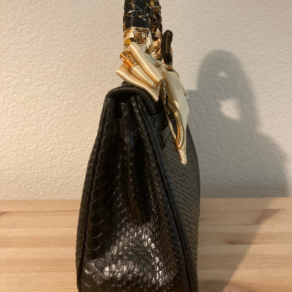 Black Silver Python Textured Handbag - image 2